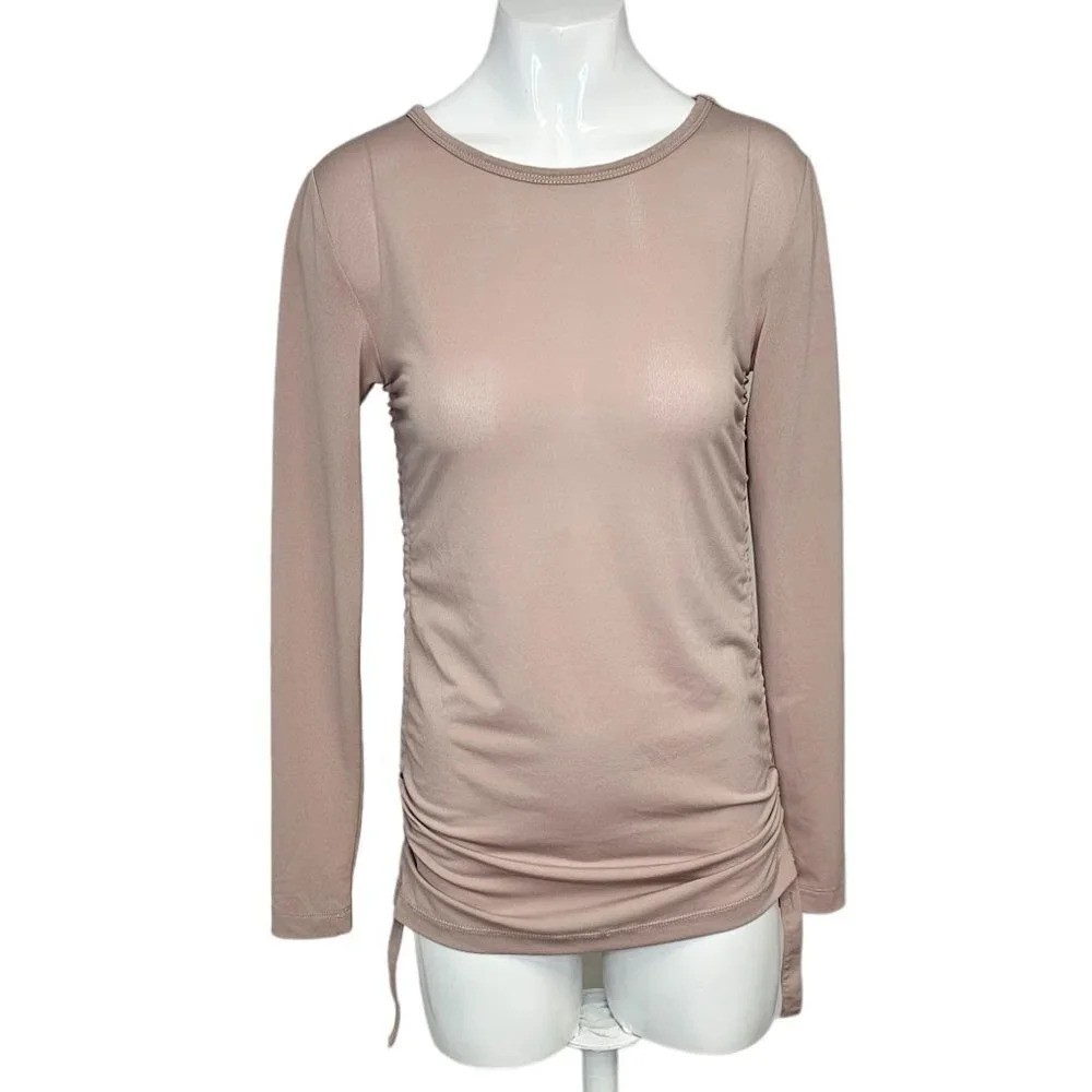 Aritzia Babaton Dennen Ruched Side Cinch Long Sleeve Shirt Size XS